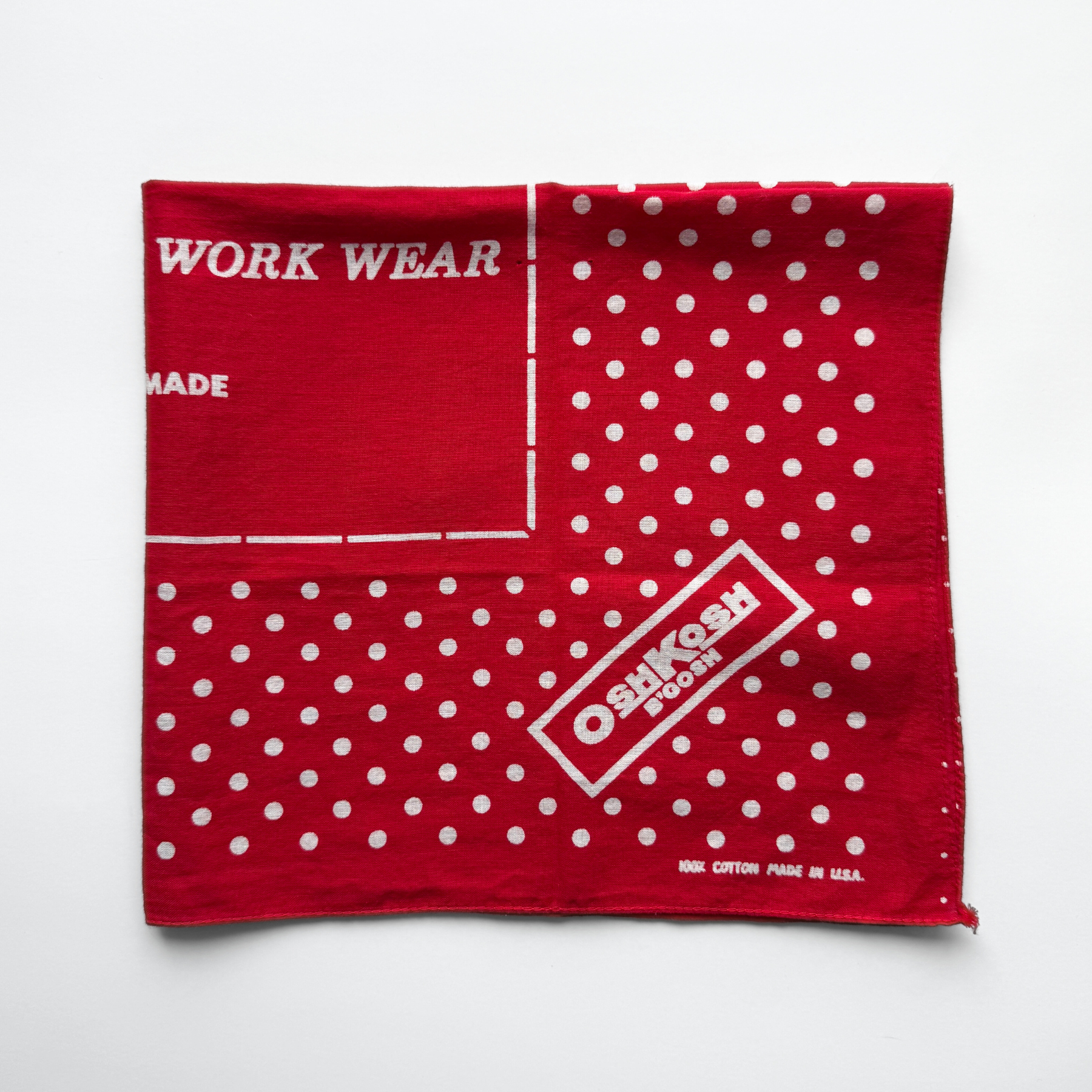 Vintage 1980s OshKosh B'Gosh Workwear Red Advertising Bandana  - Shop ThreadCount Vintage Co.