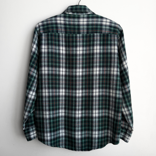 1970s Green & White Acrylic Plaid Flannel Shirt  - Shop ThreadCount Vintage Co.