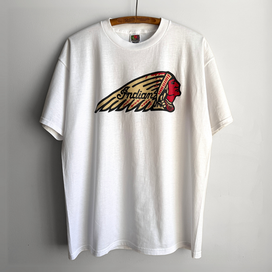 Vintage 1990s Indian Motorcycles Chief Head White Graphic Tee  - Shop ThreadCount Vintage Co.
