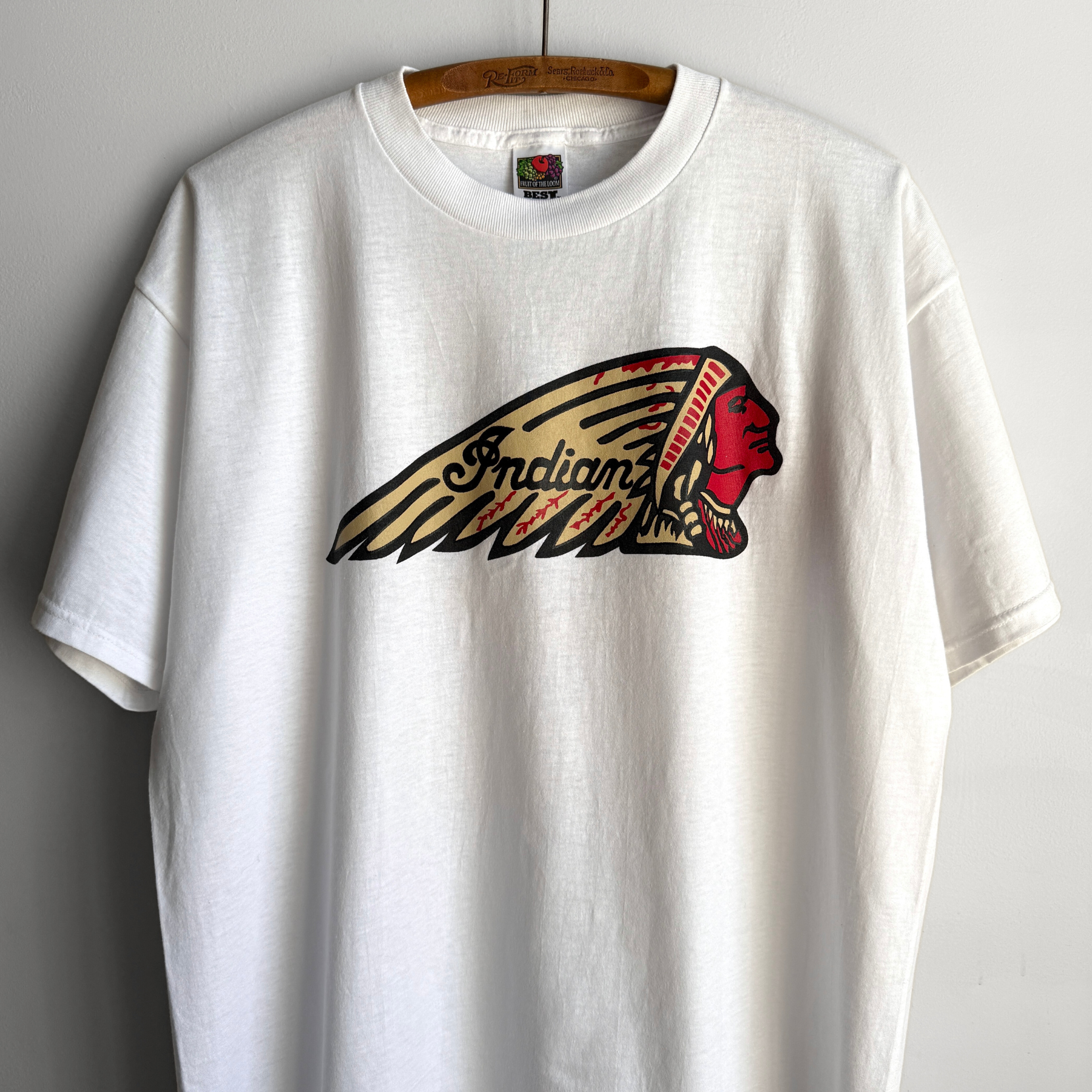 Vintage 1990s Indian Motorcycles Chief Head White Graphic Tee  - Shop ThreadCount Vintage Co.