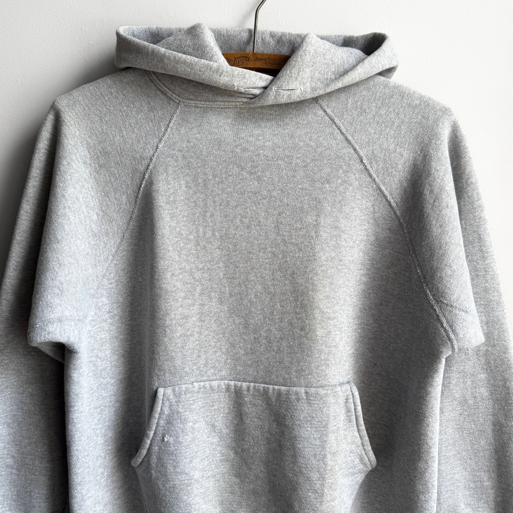 Vintage 1960s Heather Grey Heavy Cotton Hoodie  - Shop ThreadCount Vintage Co.