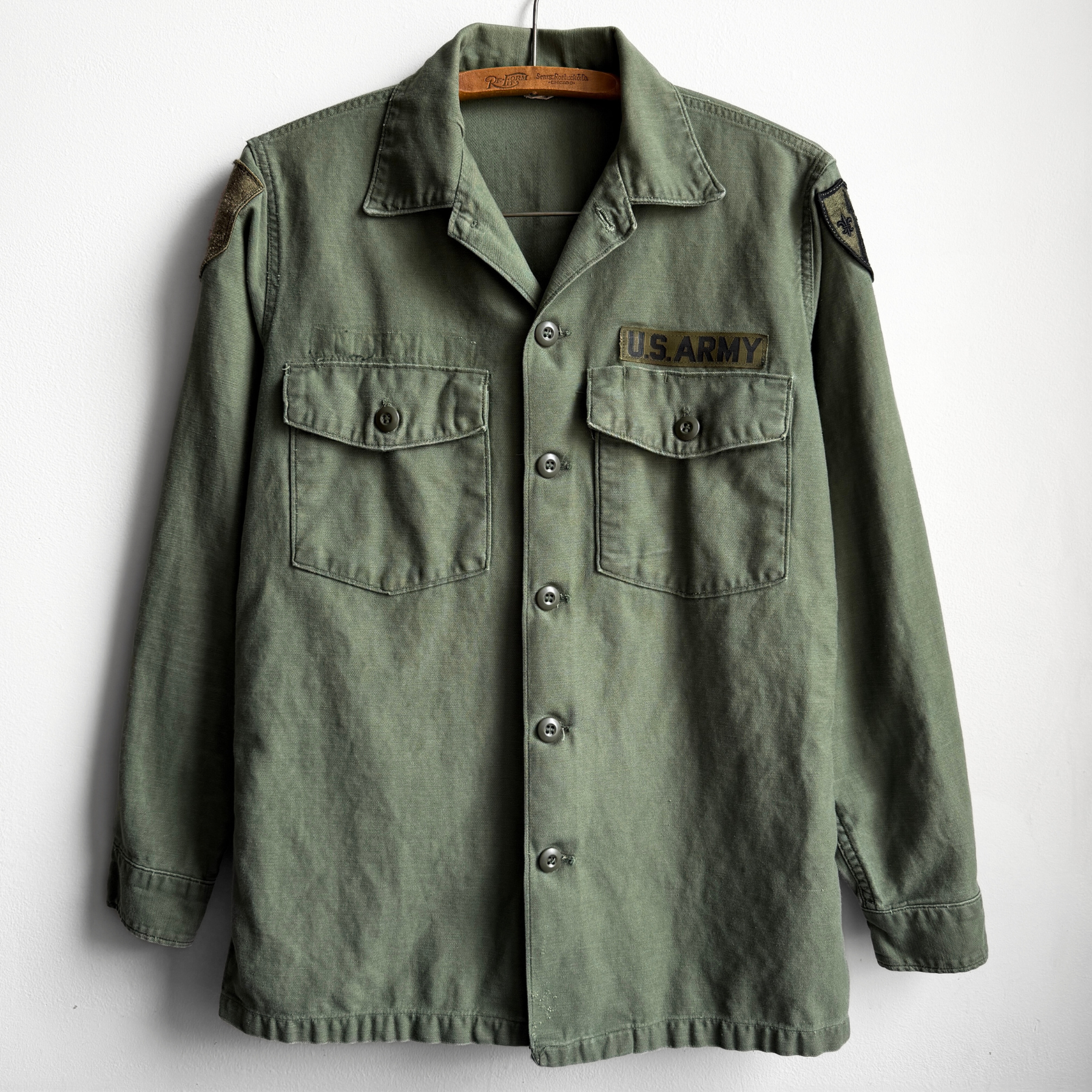 Vintage 1960s U.S. Army OG 107 Sateen Fatigue Field Shirt  - Shop ThreadCount Vintage Co.