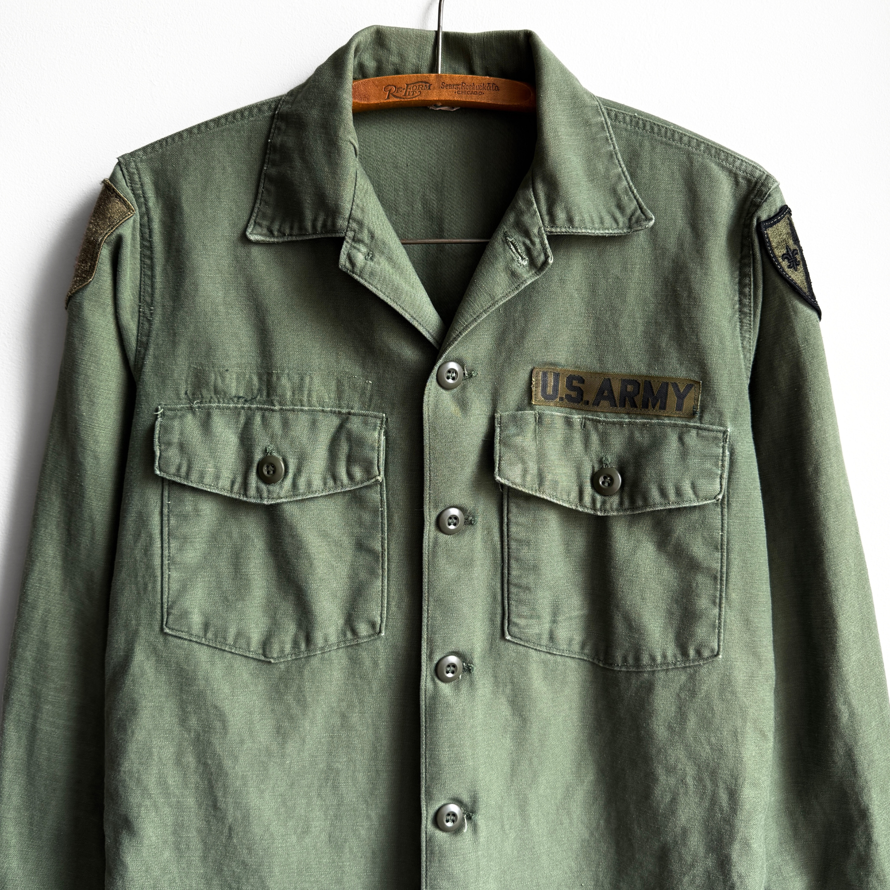 Vintage 1960s U.S. Army OG 107 Sateen Fatigue Field Shirt  - Shop ThreadCount Vintage Co.