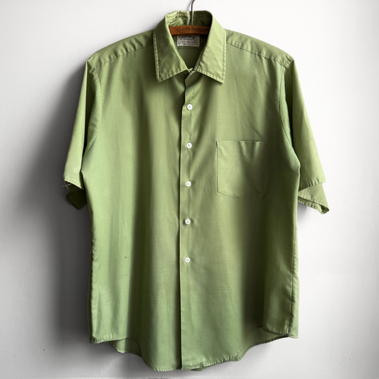 Vintage 1970s Modified Short Sleeve Button Up Dress Shirt  - Shop ThreadCount Vintage Co.
