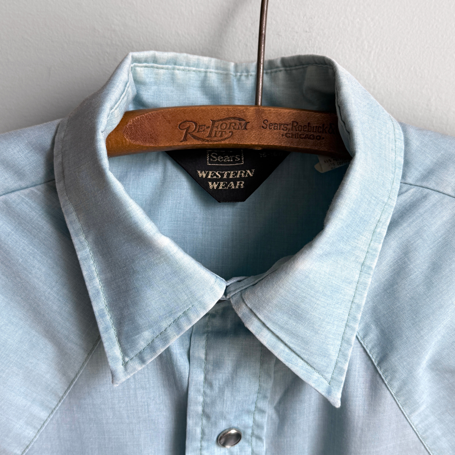 Vintage 1970s Blue Pearl Snap Western Wear Button Up Shirt  - Shop ThreadCount Vintage Co.
