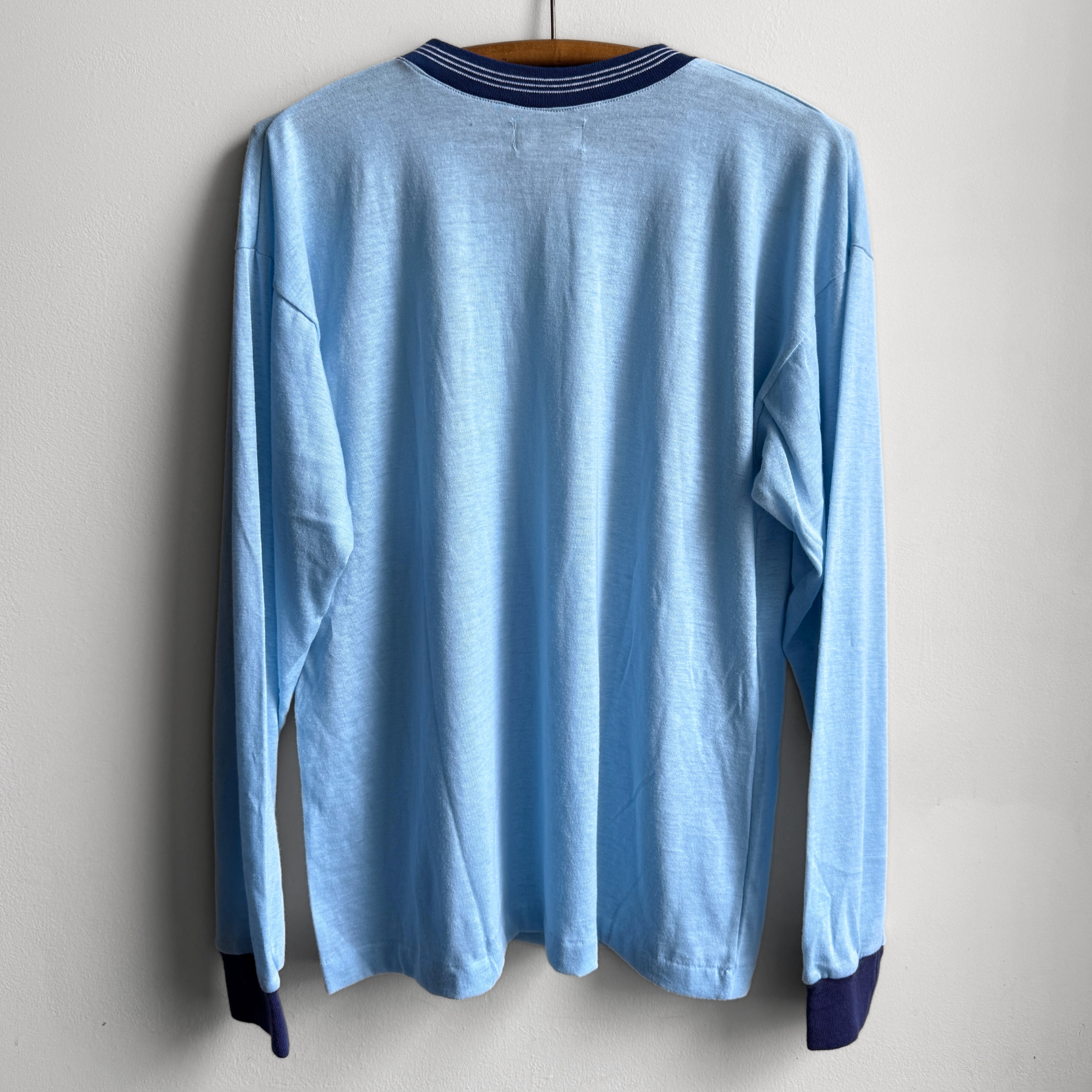 Vintage 1960s Blue Two Tone Long Sleeve Tee  - Shop ThreadCount Vintage Co.