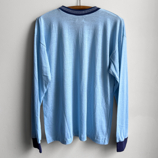 Vintage 1960s Blue Two Tone Long Sleeve Tee  - Shop ThreadCount Vintage Co.