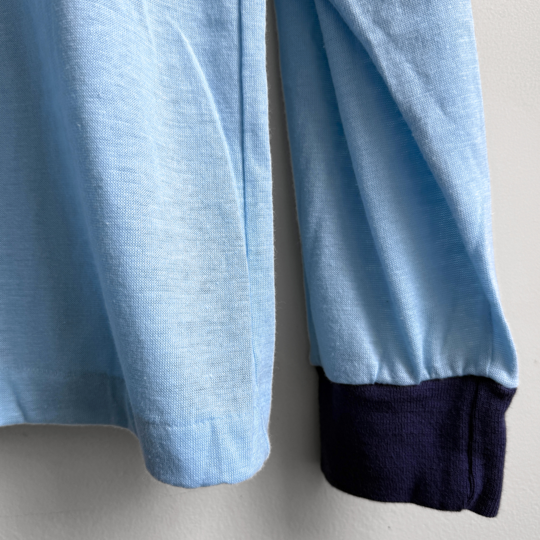 Vintage 1960s Blue Two Tone Long Sleeve Tee  - Shop ThreadCount Vintage Co.