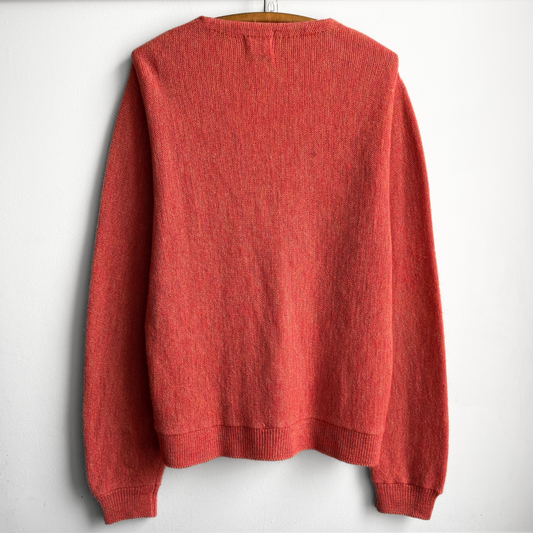 Vintage 1960s Blood Orange Zefkrome Acrylic Knit Cardigan  - Shop ThreadCount Vintage Co.