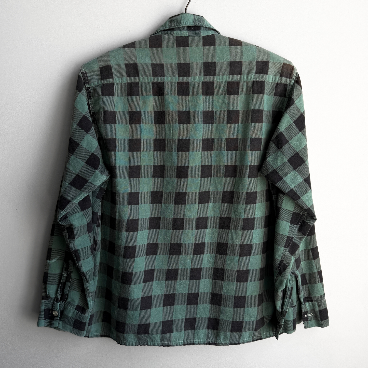 1960s Green & Black Plaid Loop Collar Flannel Shirt  - Shop ThreadCount Vintage Co.