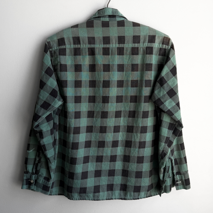 1960s Green & Black Plaid Loop Collar Cotton Shirt  - Shop THREADCOUNT Vintage Co.