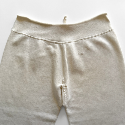 1950s White Cotton Expansion Gusset Sweatpants  - Shop ThreadCount Vintage Co.