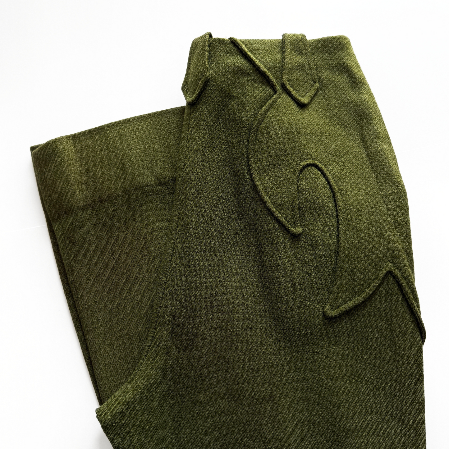 1970s Green Twill Rodeo Tab Dress Pants  - Shop ThreadCount Vintage Co.