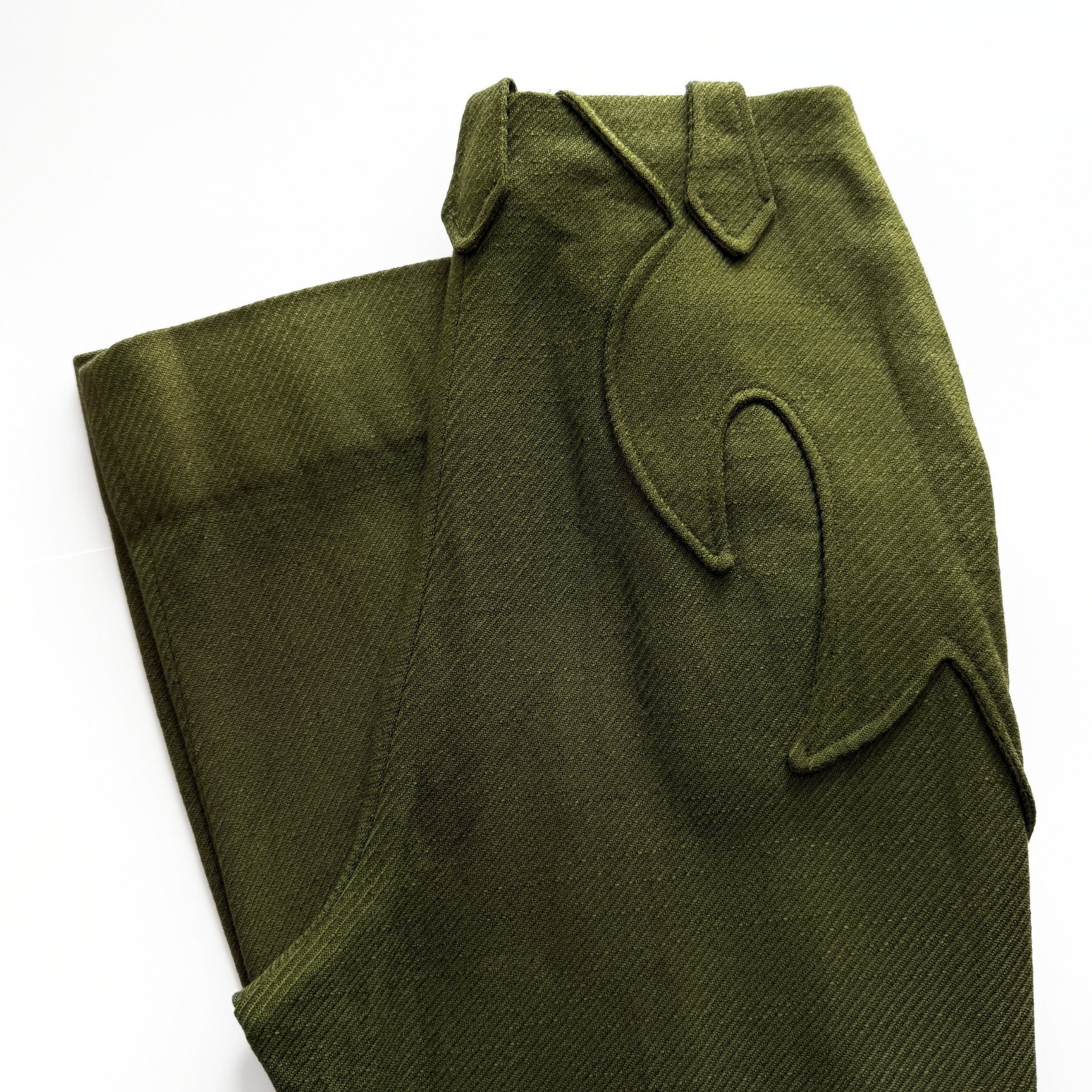 1970s Green Twill Rodeo Tab Dress Pants  - Shop ThreadCount Vintage Co.