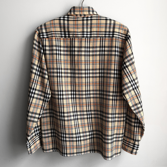 1980s Tan & Black Acrylic Plaid Flannel Shirt  - Shop THREADCOUNT Vintage Co.