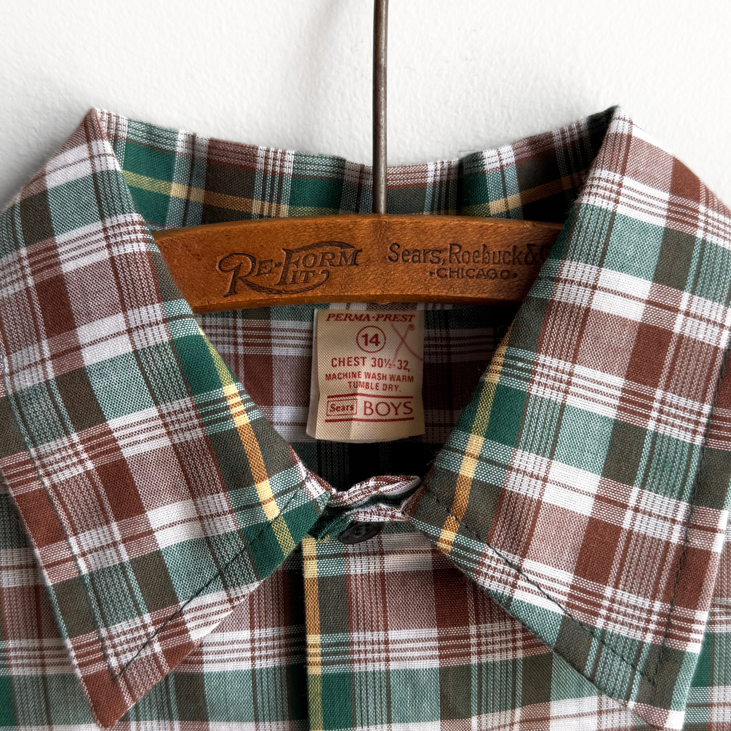 1970s Green & Brown Plaid Button Up Shirt  - Shop THREADCOUNT Vintage Co.