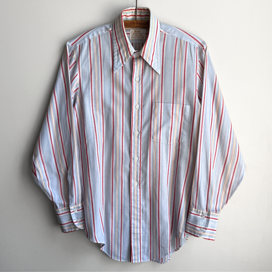 1970s Light Blue Striped Button Up Dress Shirt  - Shop THREADCOUNT Vintage Co.