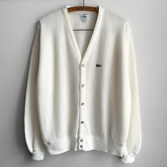 1980s White Acrylic Knit Cardigan  - Shop THREADCOUNT Vintage Co.