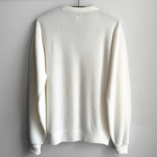1980s White Acrylic Knit Cardigan  - Shop THREADCOUNT Vintage Co.