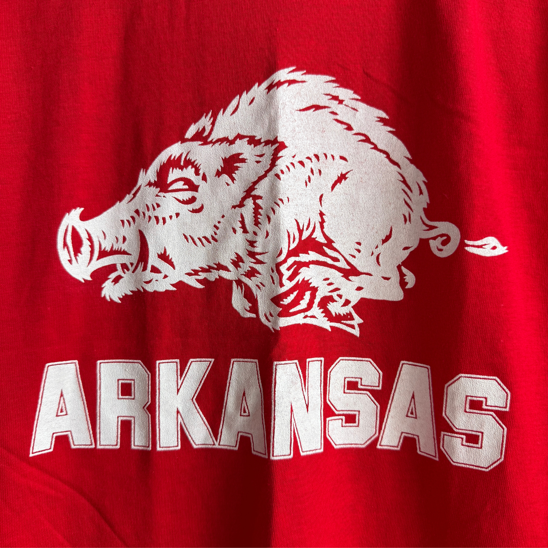 1980s Arkansas Razorbacks Red Graphic Tee  - Shop THREADCOUNT Vintage Co.