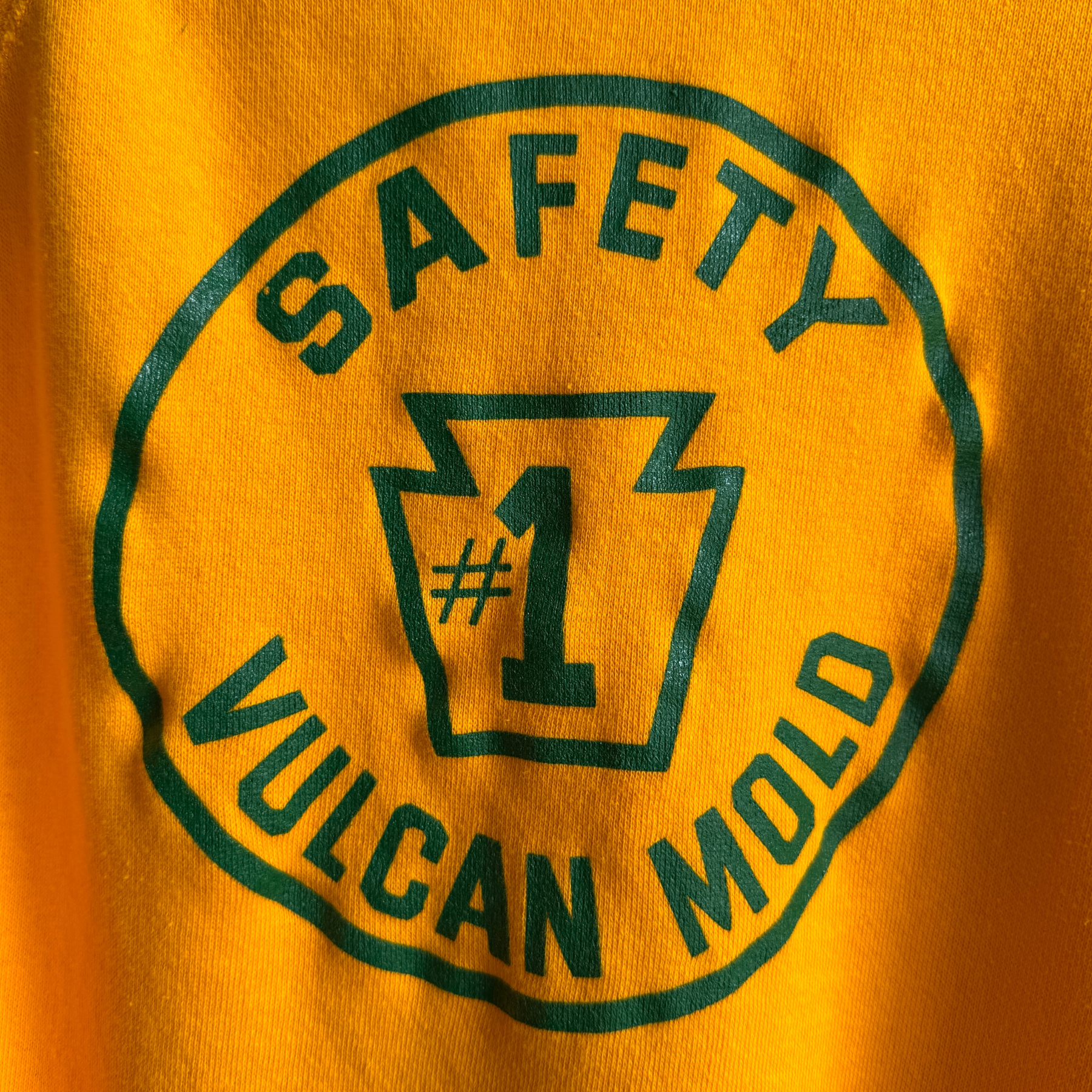 1970s Vulcan Mold Safety Yellow Raglan Sweatshirt  - Shop THREADCOUNT Vintage Co.