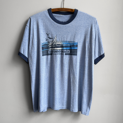 1980s Redondo Beach California Ringer Tee  - Shop THREADCOUNT Vintage Co.
