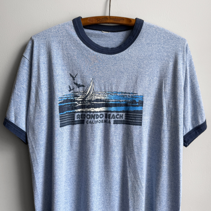 1980s Redondo Beach California Ringer Tee  - Shop THREADCOUNT Vintage Co.