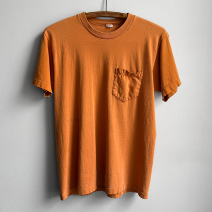 1960s Orange Blank Selvedge Pocket Tee  - Shop THREADCOUNT Vintage Co.