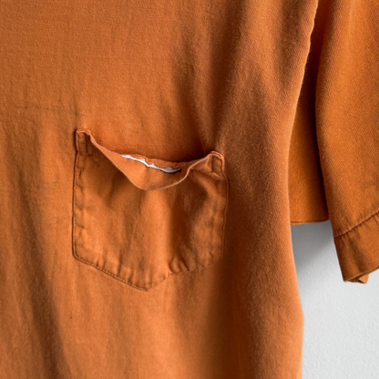 1960s Orange Blank Selvedge Pocket Tee  - Shop THREADCOUNT Vintage Co.