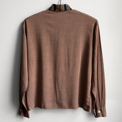 1950s Brown & Black Split Front Rayon Shirt  - Shop THREADCOUNT Vintage Co.