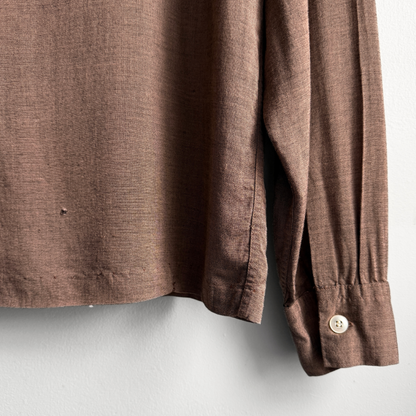 1950s Brown & Black Split Front Rayon Shirt  - Shop THREADCOUNT Vintage Co.