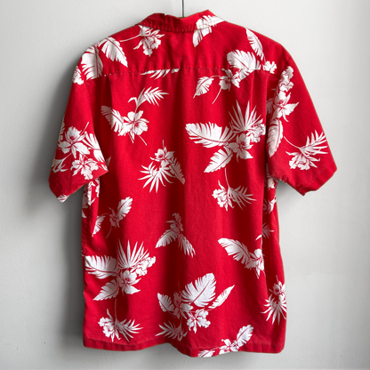 1970s Red Floral Print Cotton Hawaiian Shirt  - Shop THREADCOUNT Vintage Co.