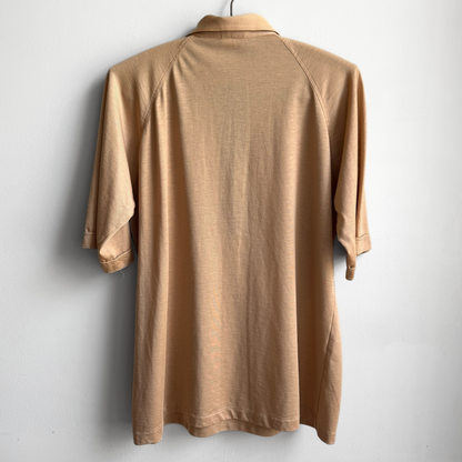 1970s Tan & Brown Short Sleeve Polo Shirt  - Shop THREADCOUNT Vintage Co.