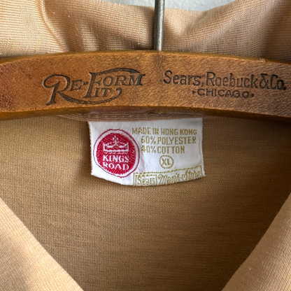 1970s Tan & Brown Short Sleeve Polo Shirt  - Shop THREADCOUNT Vintage Co.