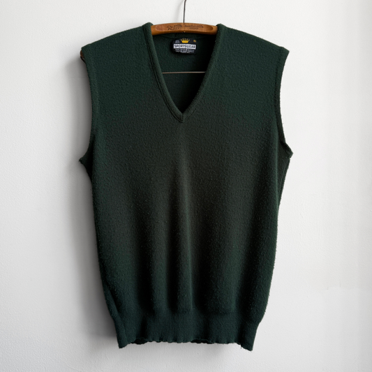 1970s Dark Green V-Neck Sweater Vest  - Shop THREADCOUNT Vintage Co.