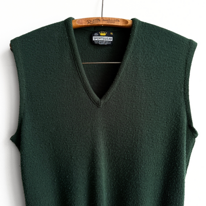 1970s Dark Green V-Neck Sweater Vest  - Shop THREADCOUNT Vintage Co.