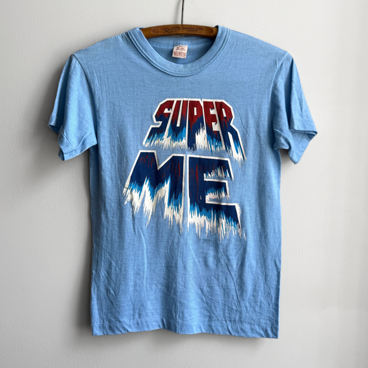 1970s Super Me Blue Graphic Tee  - Shop THREADCOUNT Vintage Co.