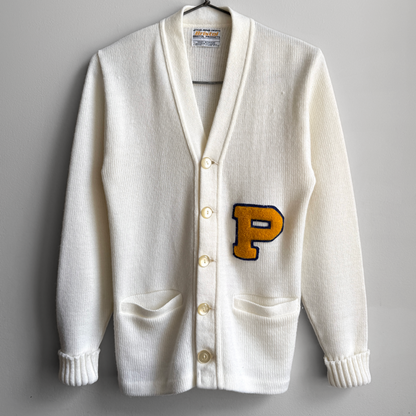 1980s White Acrylic Letterman Cardigan