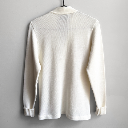 1980s White Acrylic Letterman Cardigan