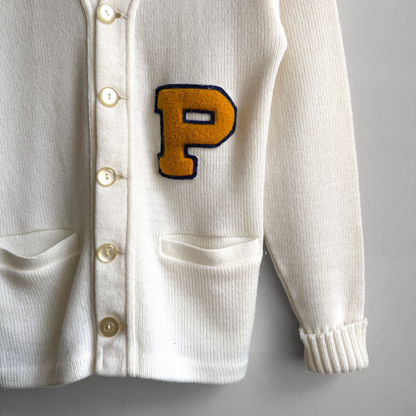 1980s White Acrylic Letterman Cardigan