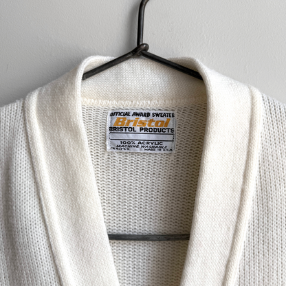 1980s White Acrylic Letterman Cardigan