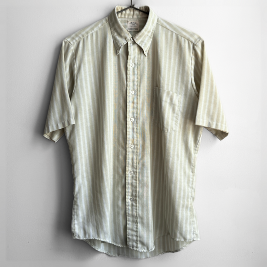 1960s Green & White Striped Short Sleeve Shirt