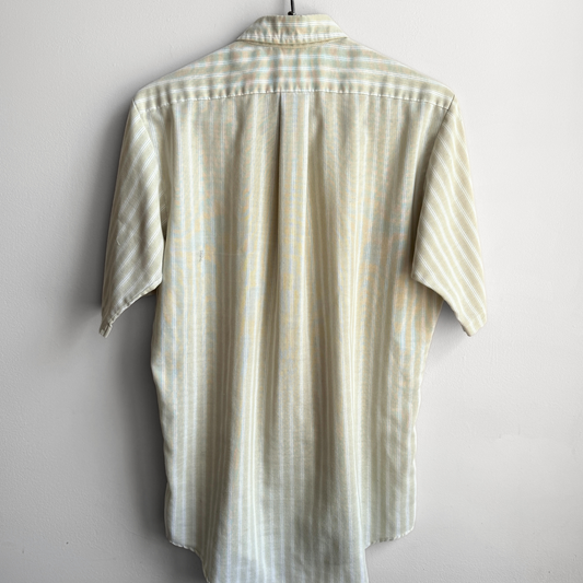 1960s Green & White Striped Short Sleeve Shirt