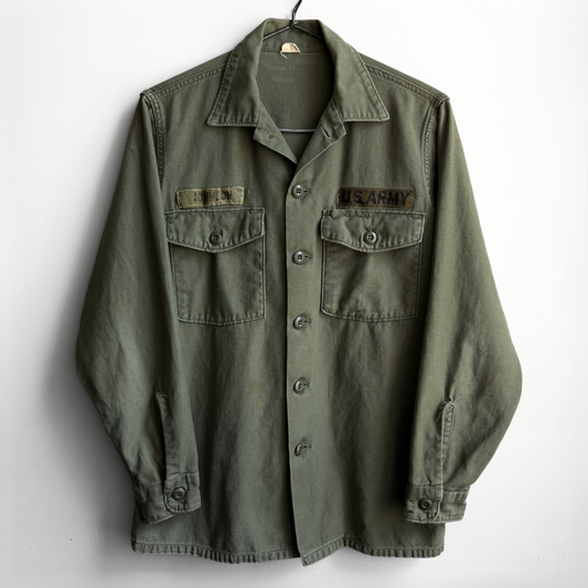 1970s U.S. Army OG 107 Sateen Fatigue Field Shirt