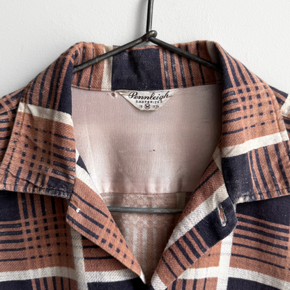 1950s Brown & Black Plaid Cotton Shirt