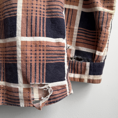 1950s Brown & Black Plaid Cotton Shirt