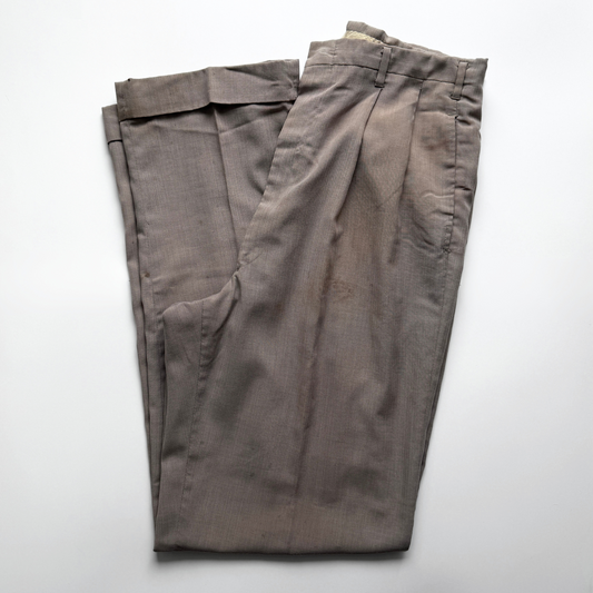 1950s Grey Rayon Drop Loop High Waisted Dress Pants