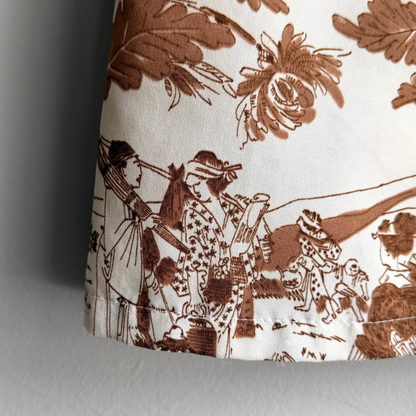 1970s Brown & White Asian Print Shirt