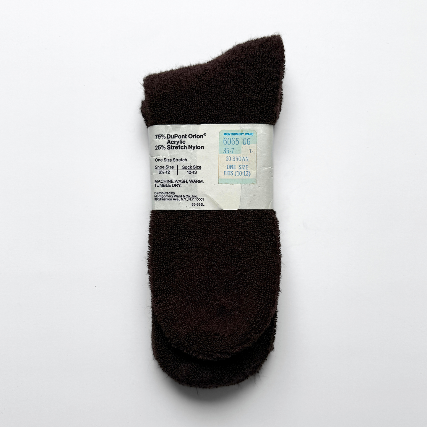 1980s Brown Terry Velour Crew Socks