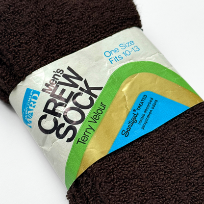 1980s Brown Terry Velour Crew Socks